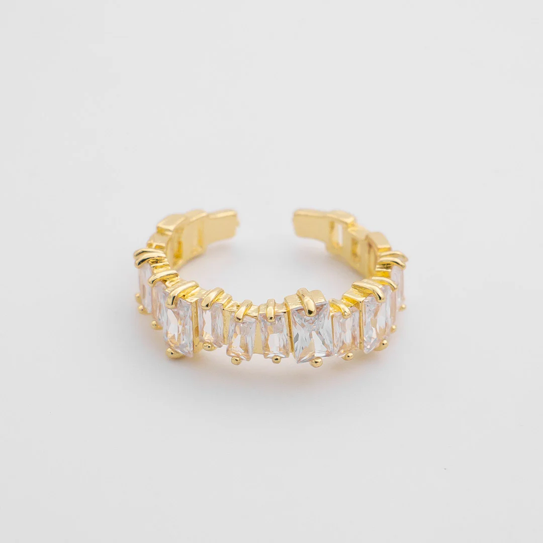 Jada Baguette Cut CZ Adjustable Ring | Gold - Image 7