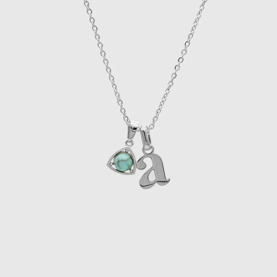 Kayla Lowercase Mini Initial & Birthstone Necklace - Image 11