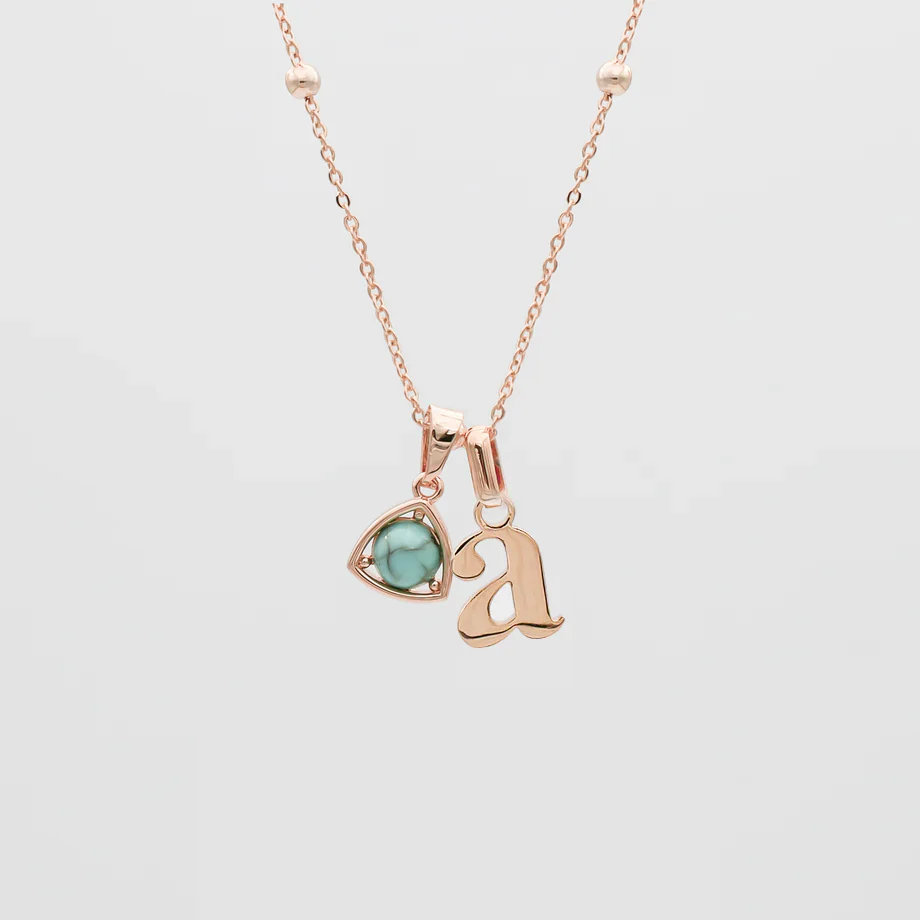Kayla Lowercase Mini Initial & Birthstone Necklace - Image 12