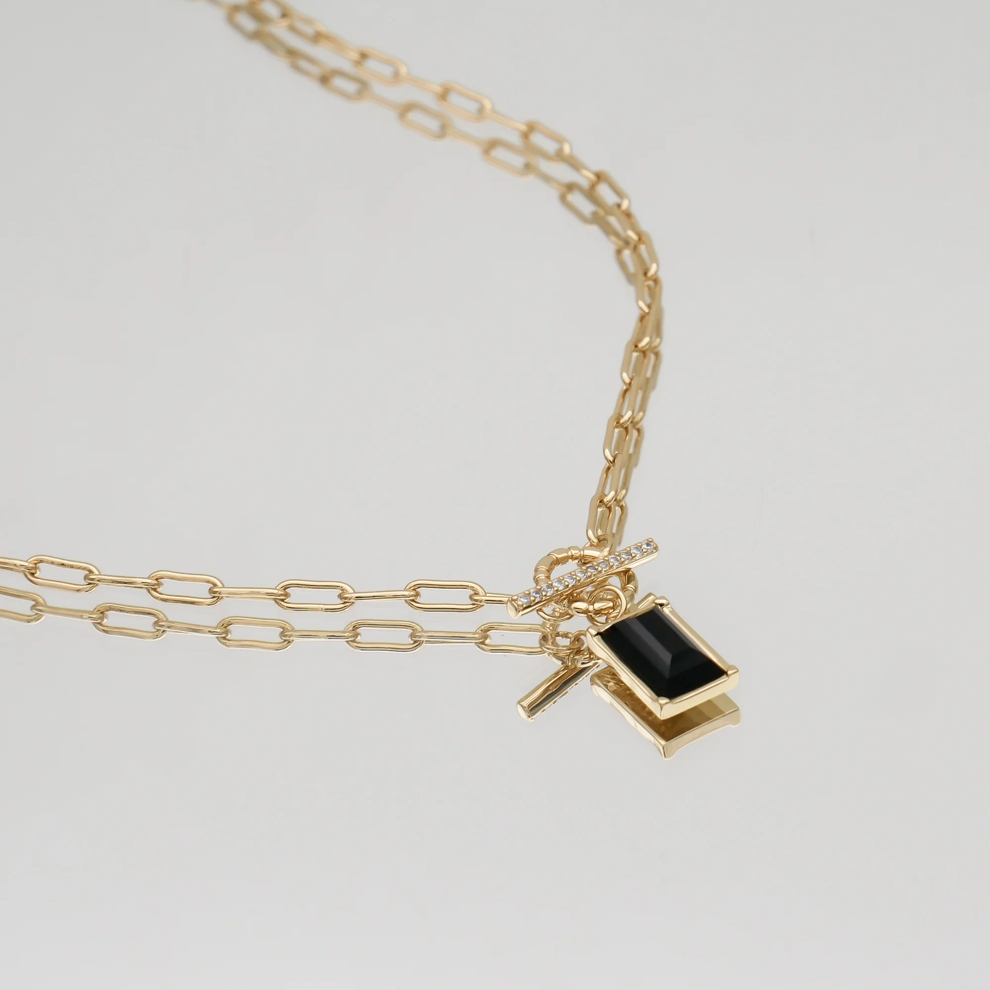 Kyra Onyx T-Bar Necklace - Image 3