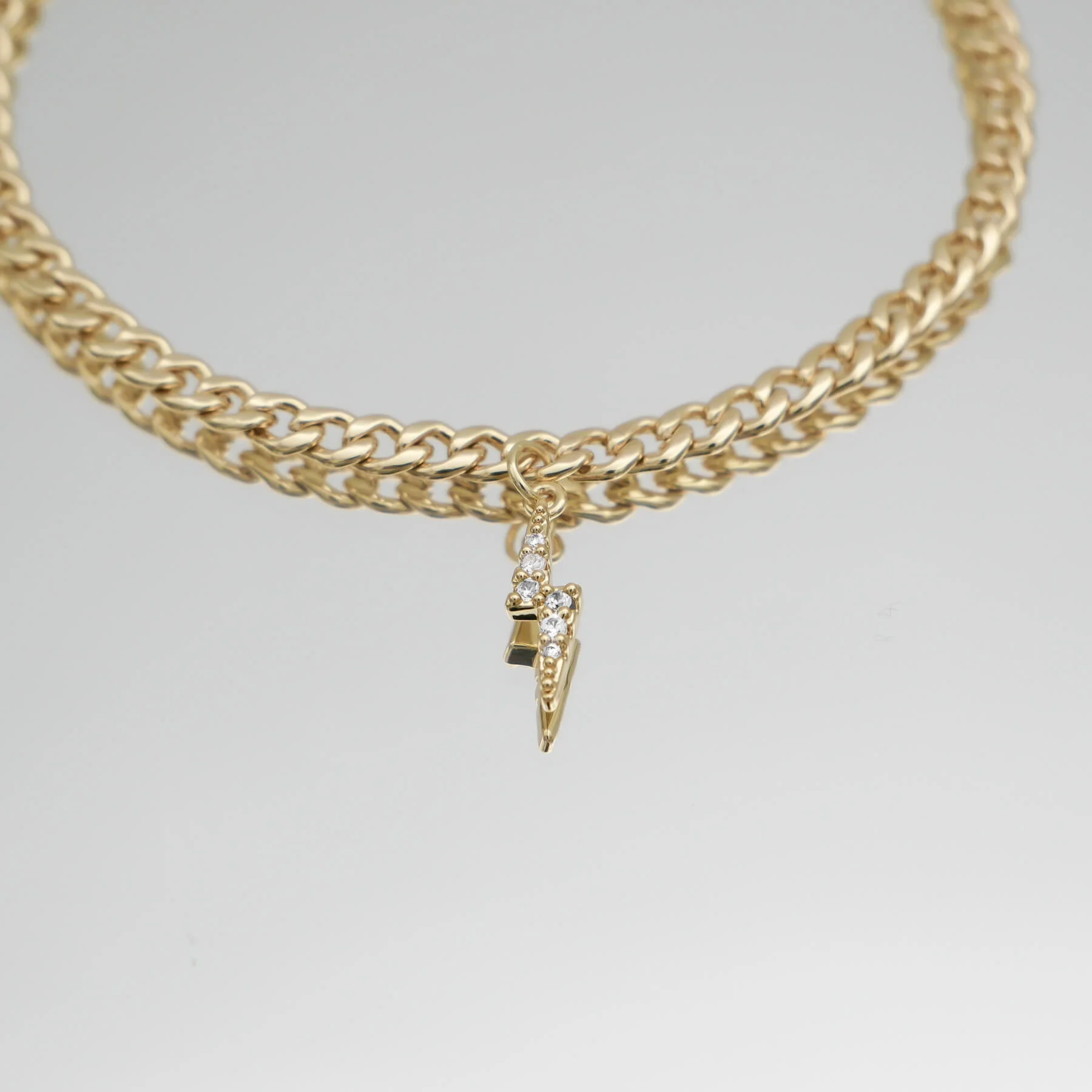 Pave Lightning Bolt Cuban Anklet - Image 4