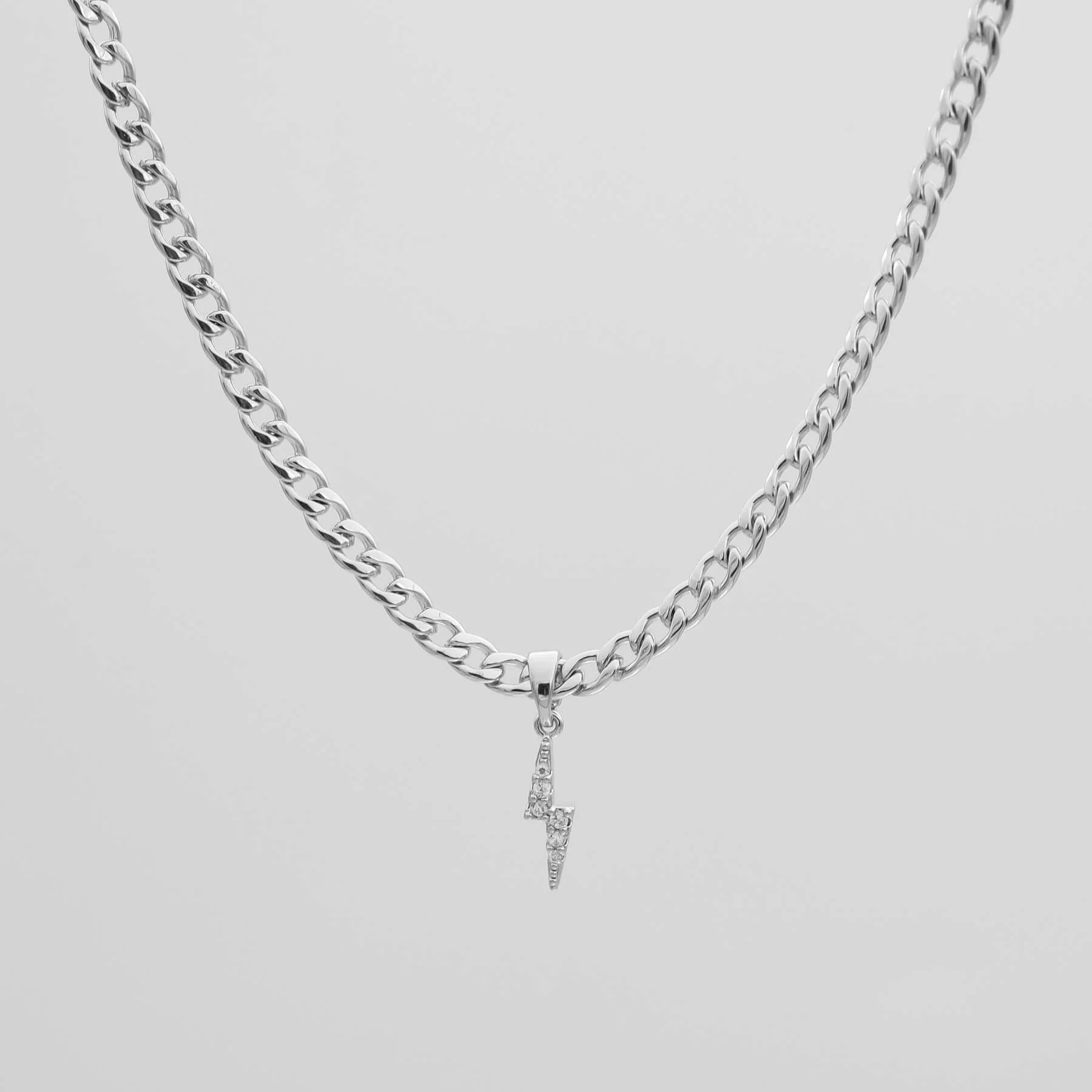 Pave Lightning Bolt Cuban Necklace - Image 2