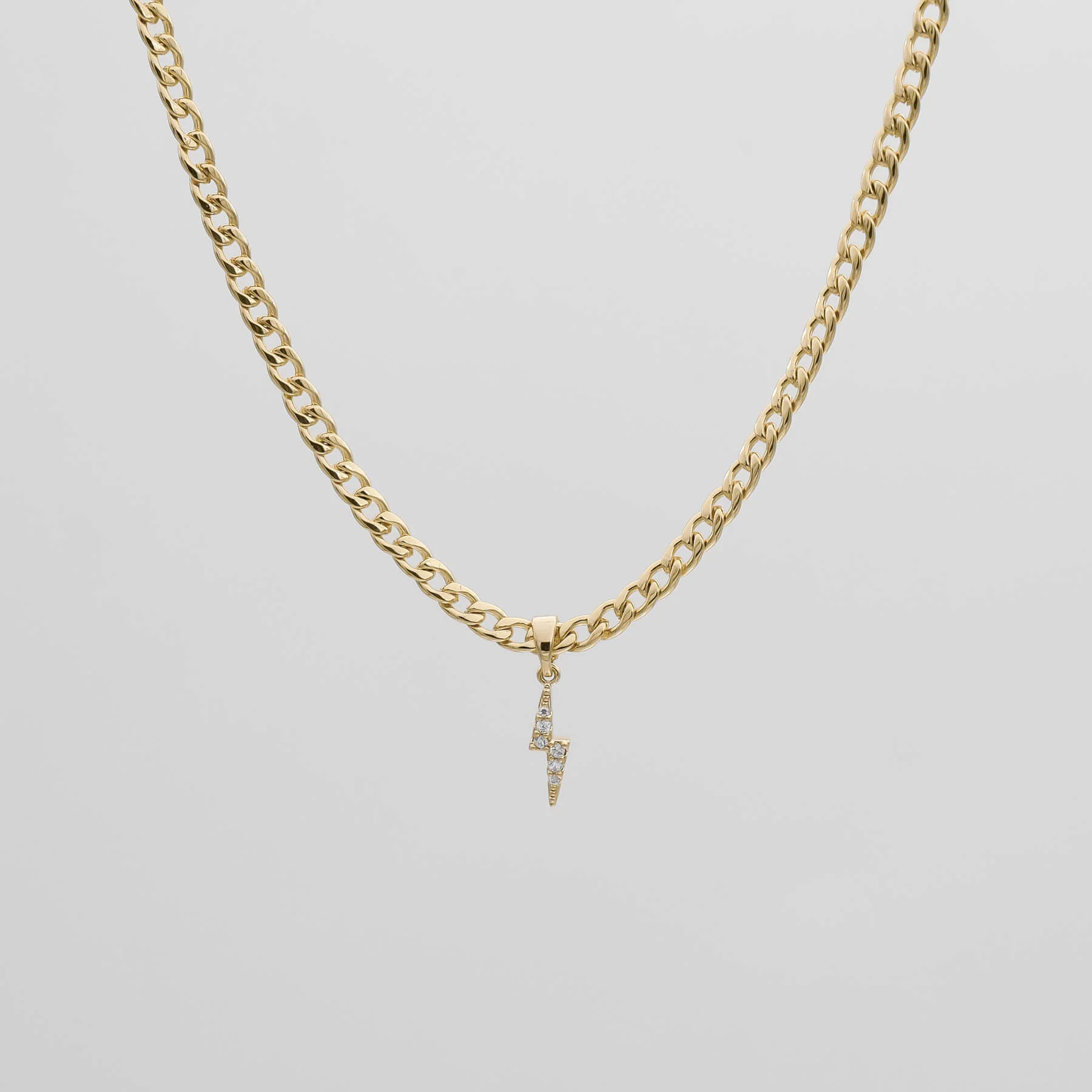 Pave Lightning Bolt Cuban Necklace - Image 3