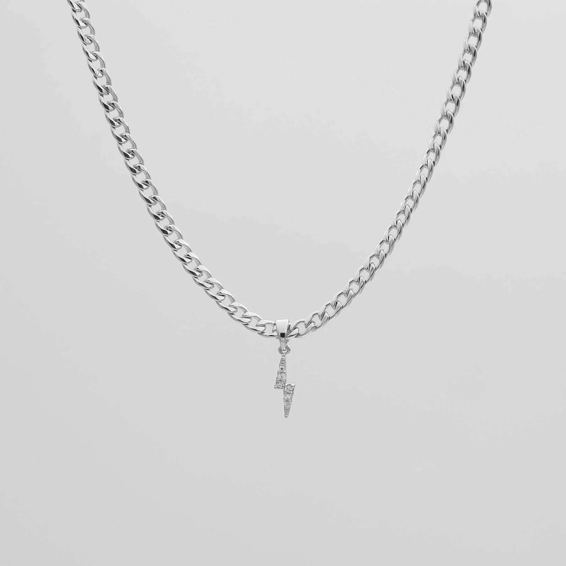 Pave Lightning Bolt Cuban Necklace - Image 4