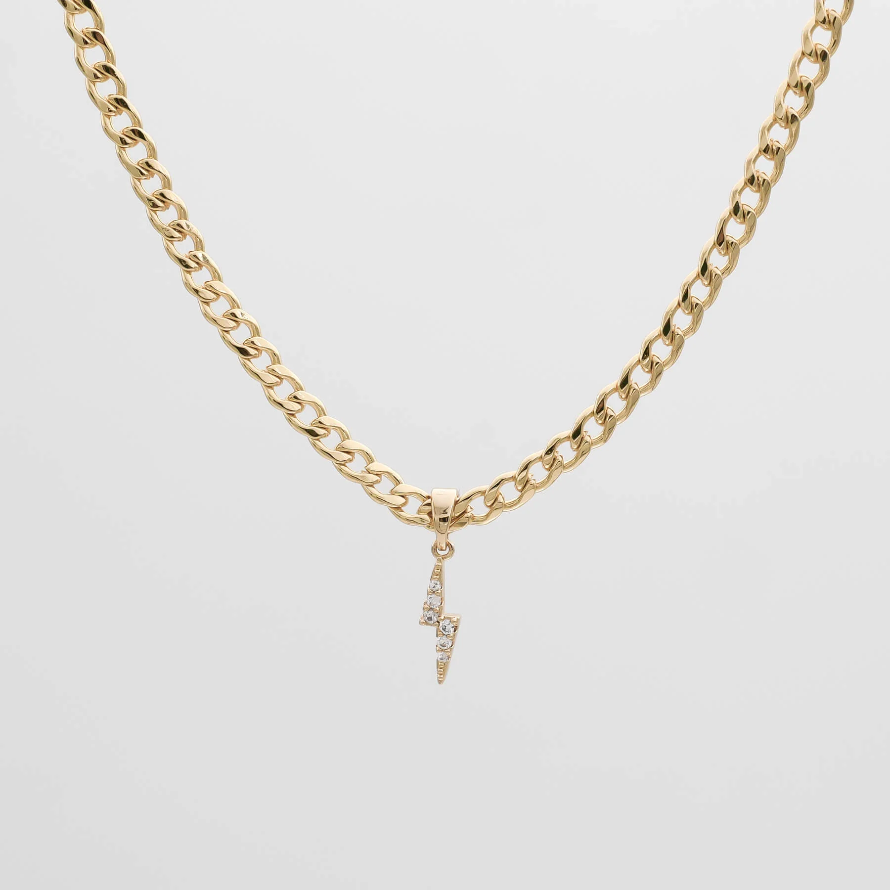 Pave Lightning Bolt Cuban Necklace - Image 5
