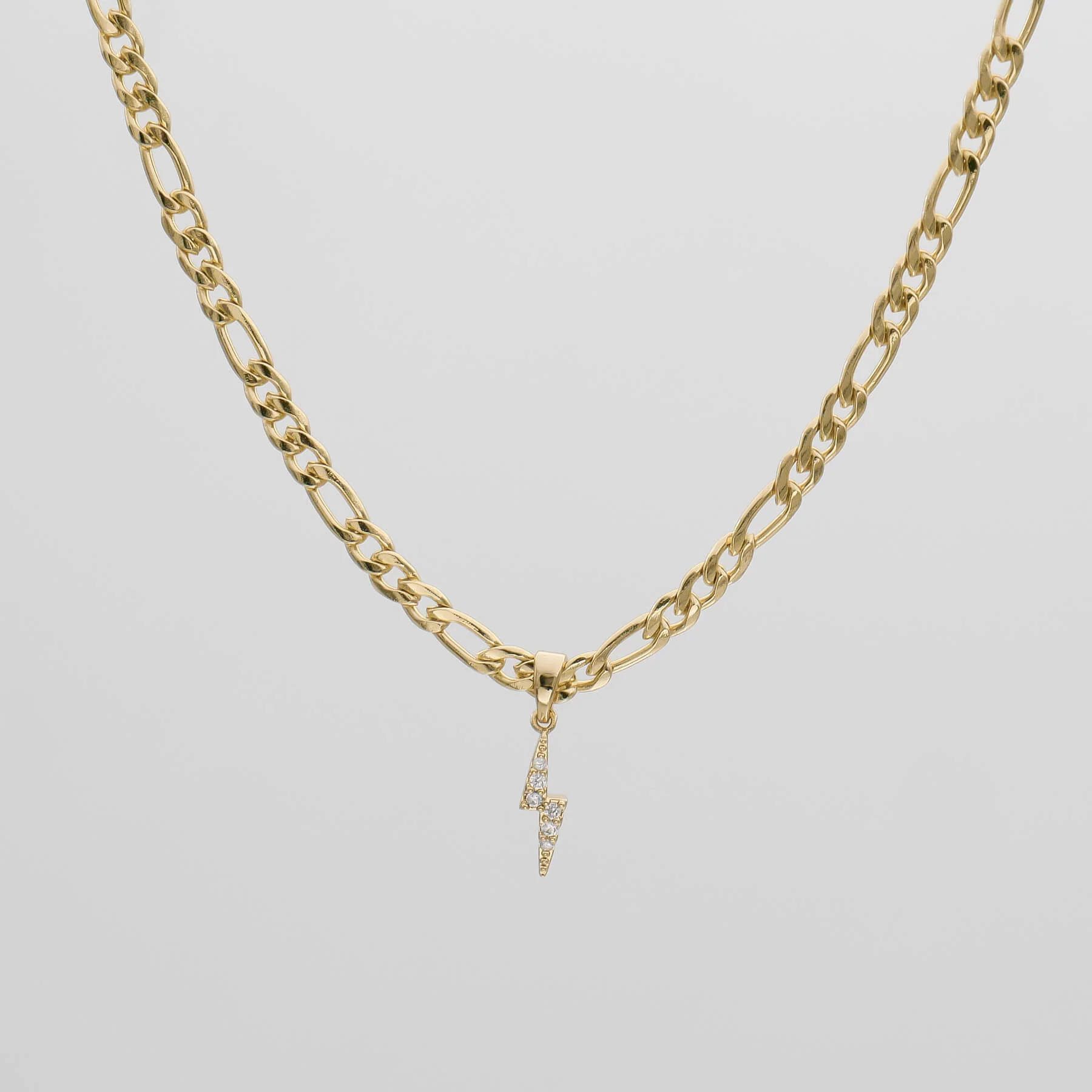 Pave Lightning Bolt Figaro Necklace - Image 3
