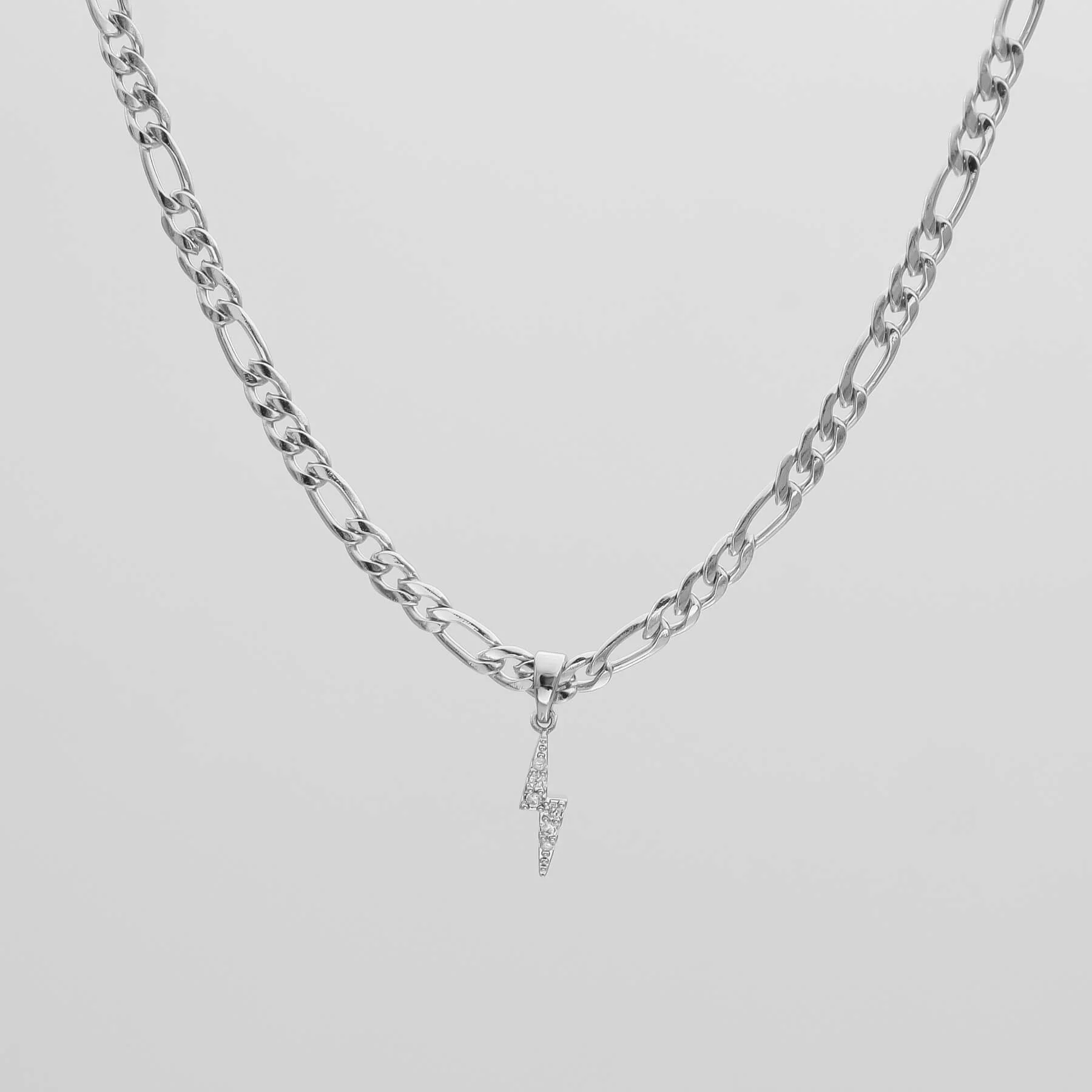 Pave Lightning Bolt Figaro Necklace - Image 4