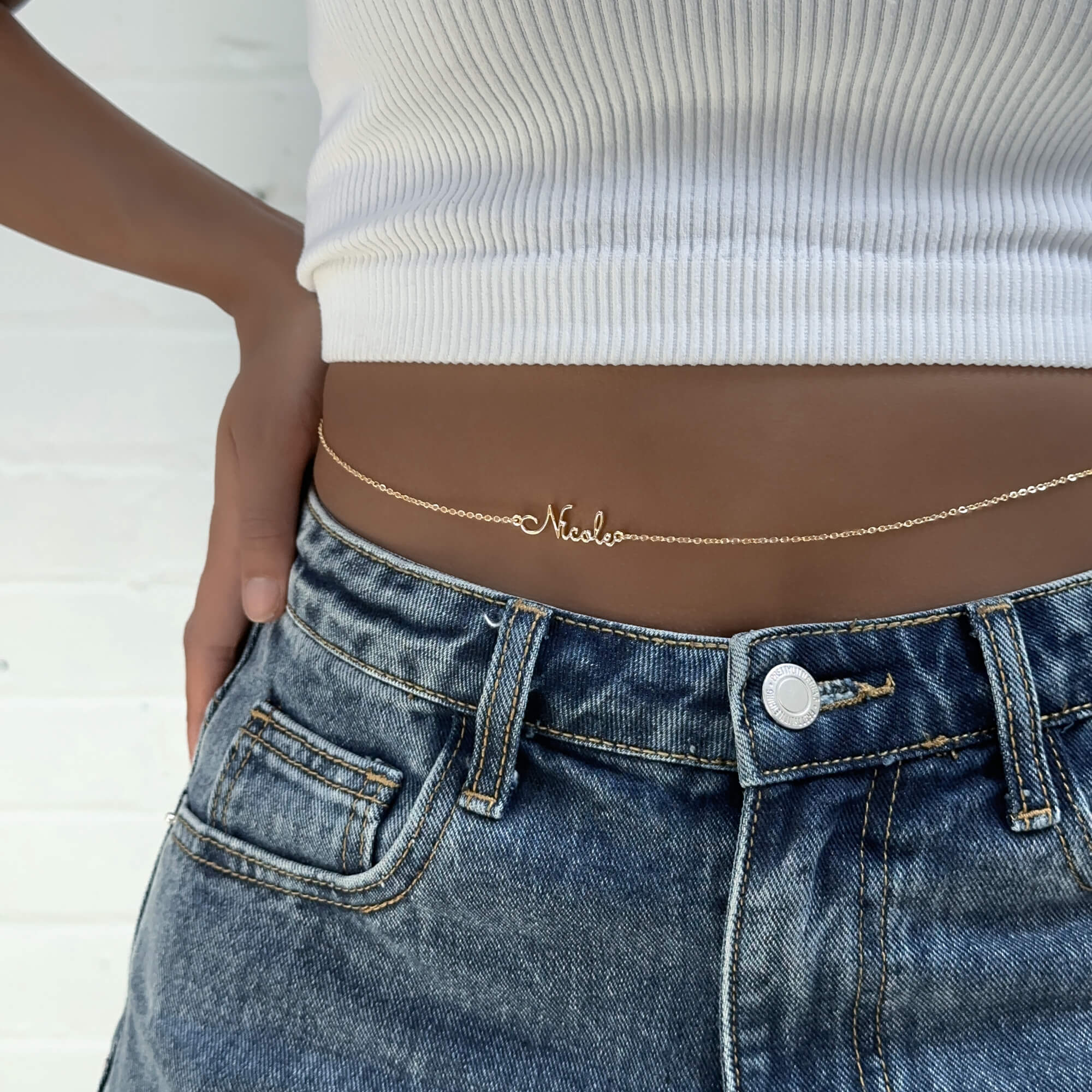 London Custom Name Belly Chain - Image 11