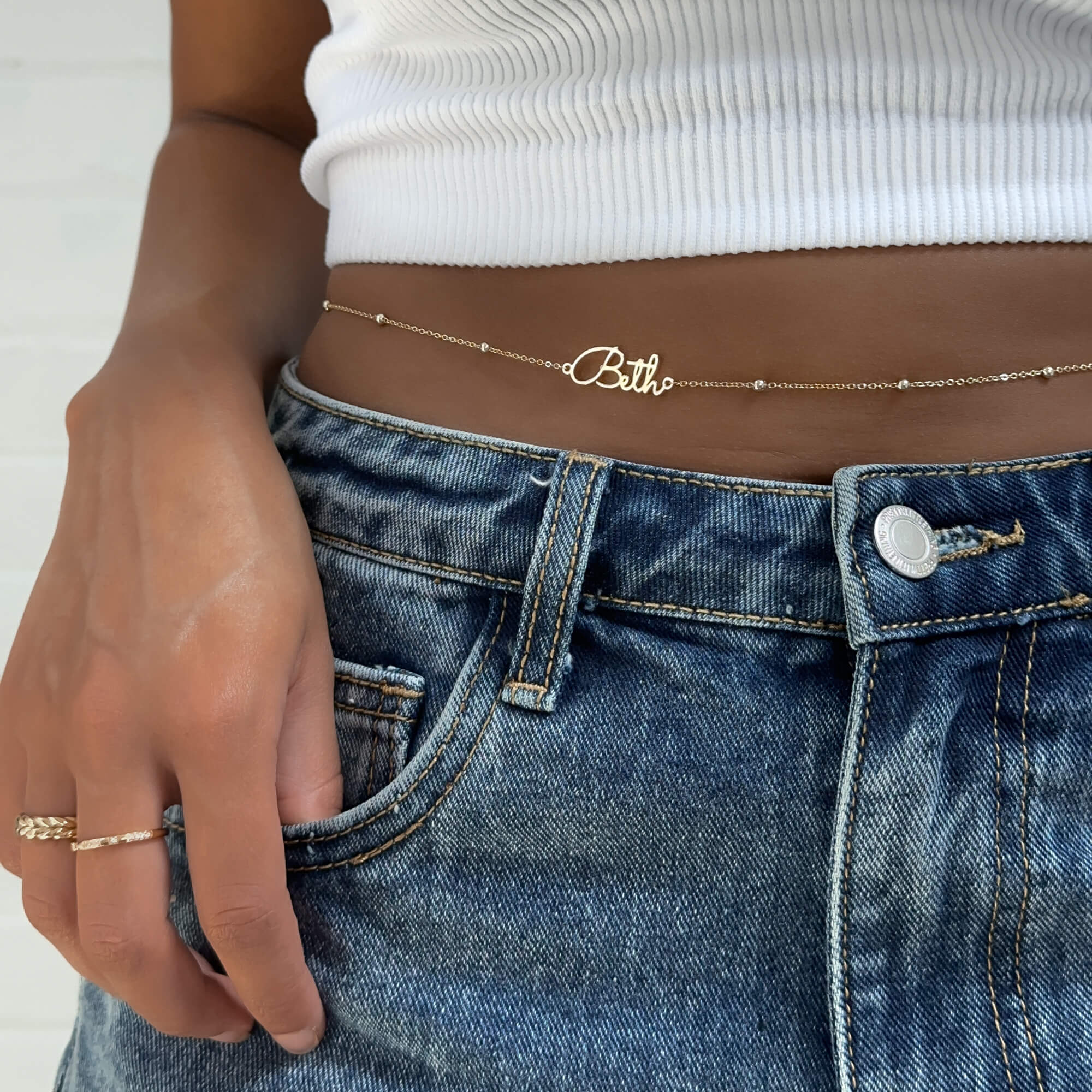 London Custom Name Belly Chain - Image 13