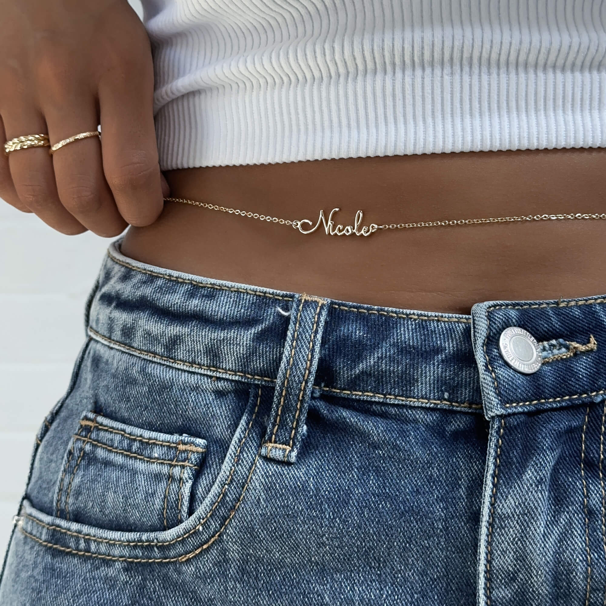 London Custom Name Belly Chain - Image 2