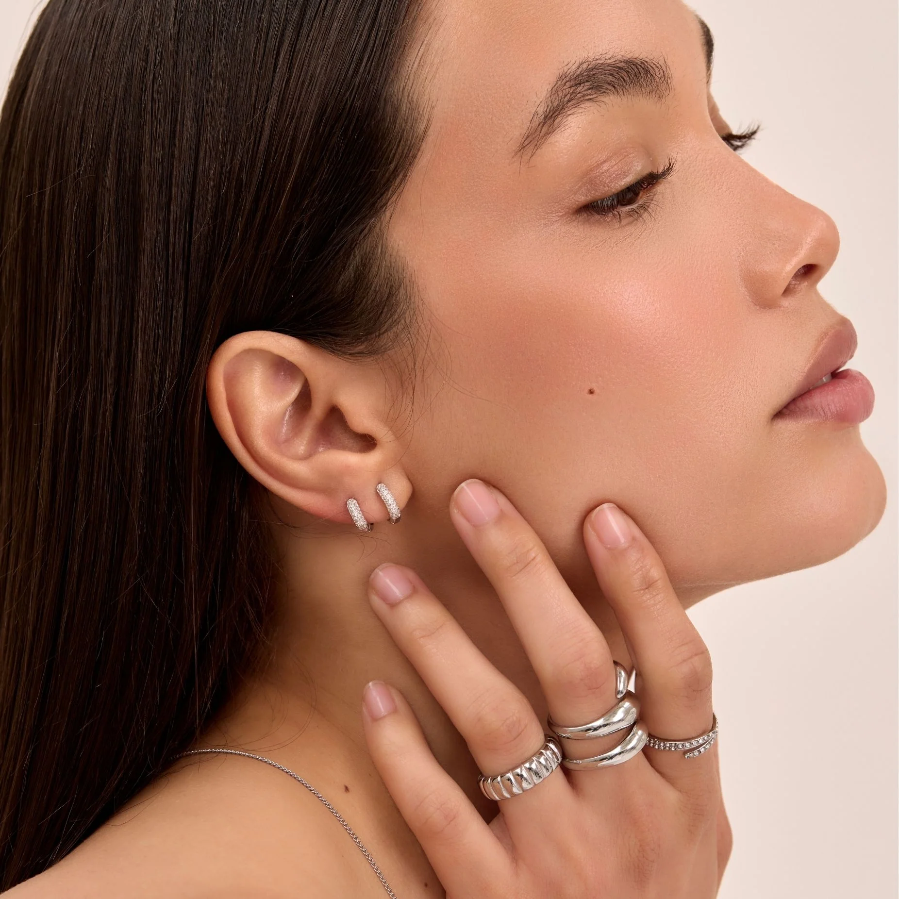 Lori CZ Huggie Earrings - Image 2