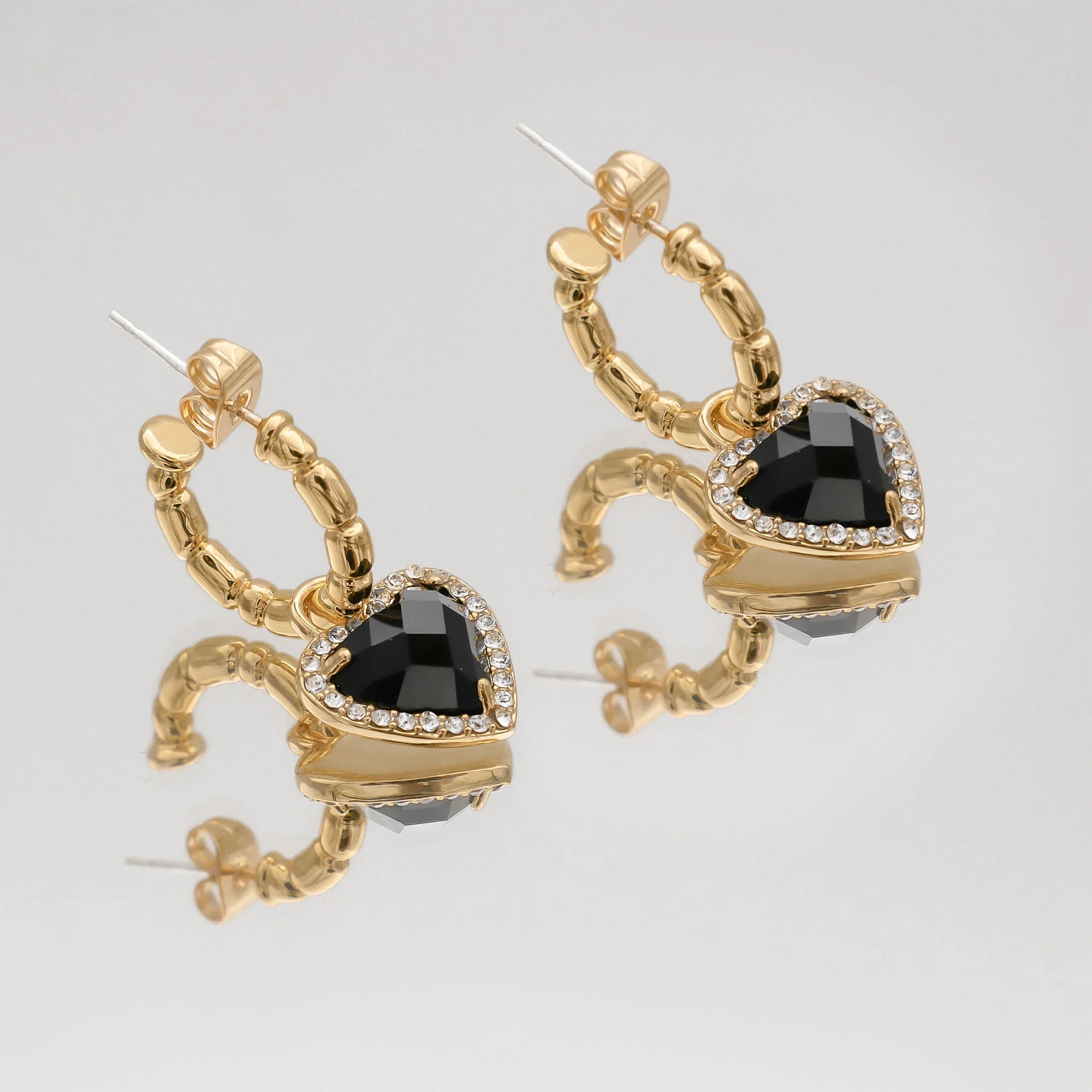 Louisa Onyx Heart Earrings - Image 3