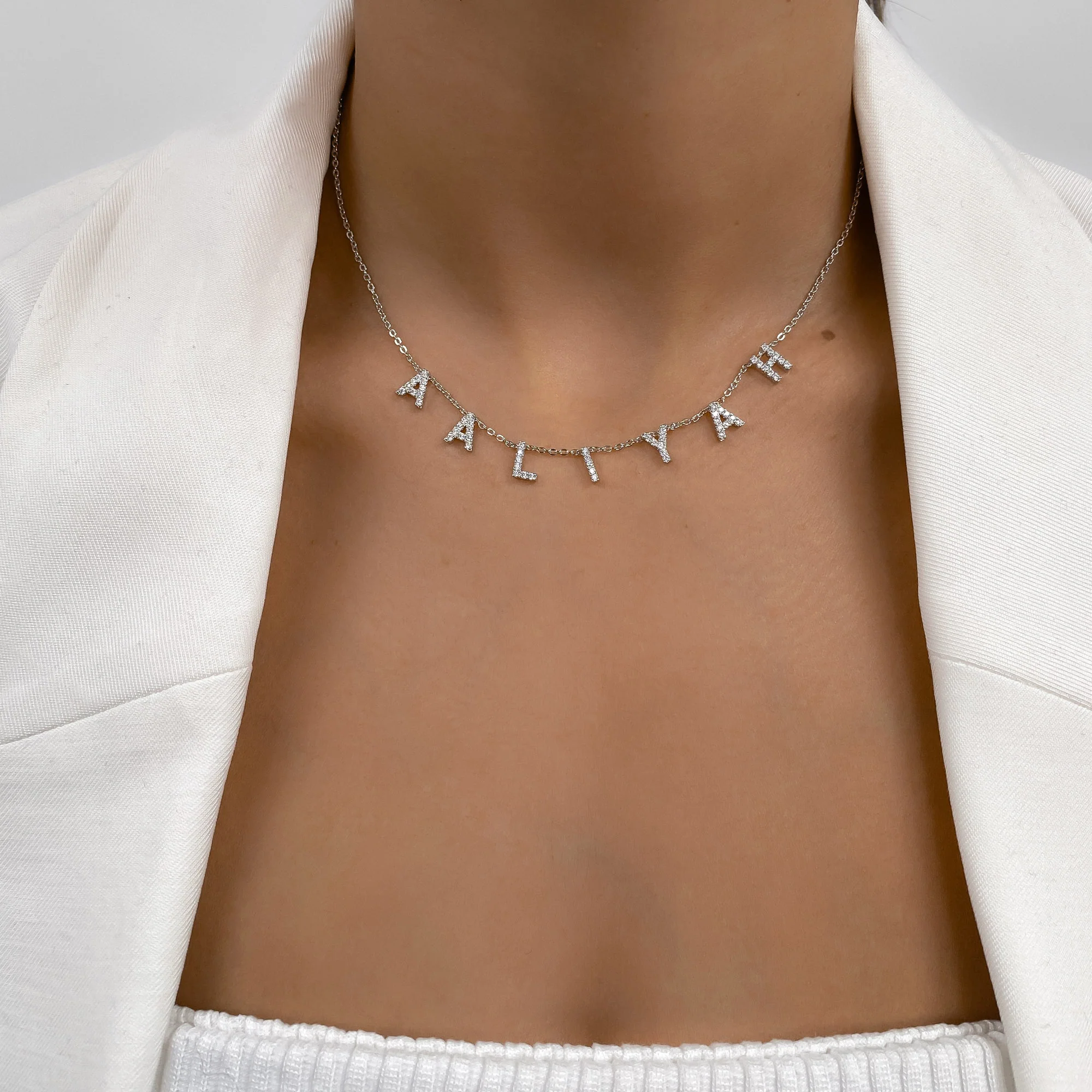 Maia Pavé Custom Name Necklace - Image 3