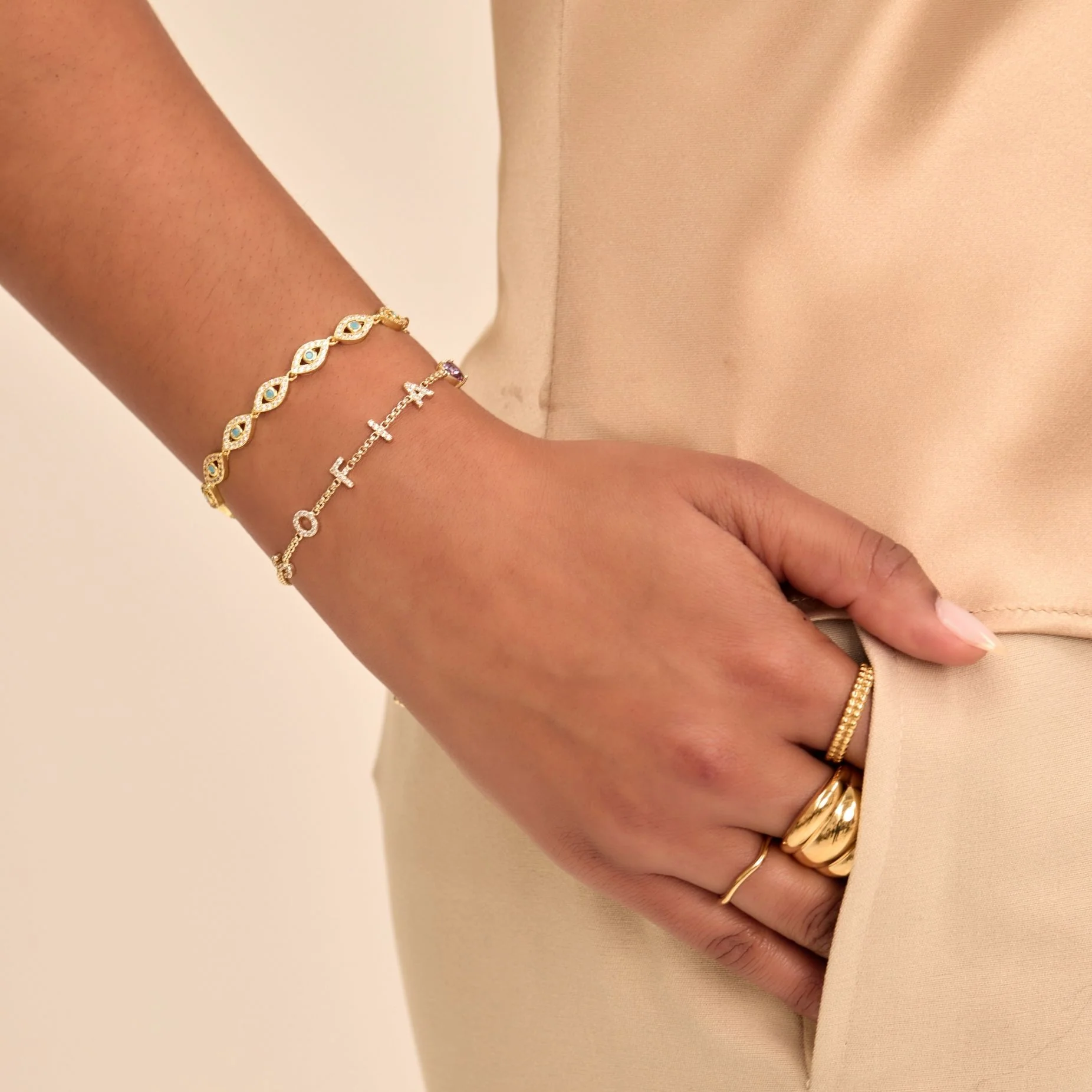 Malika Eye Bracelet | Gold - Image 6