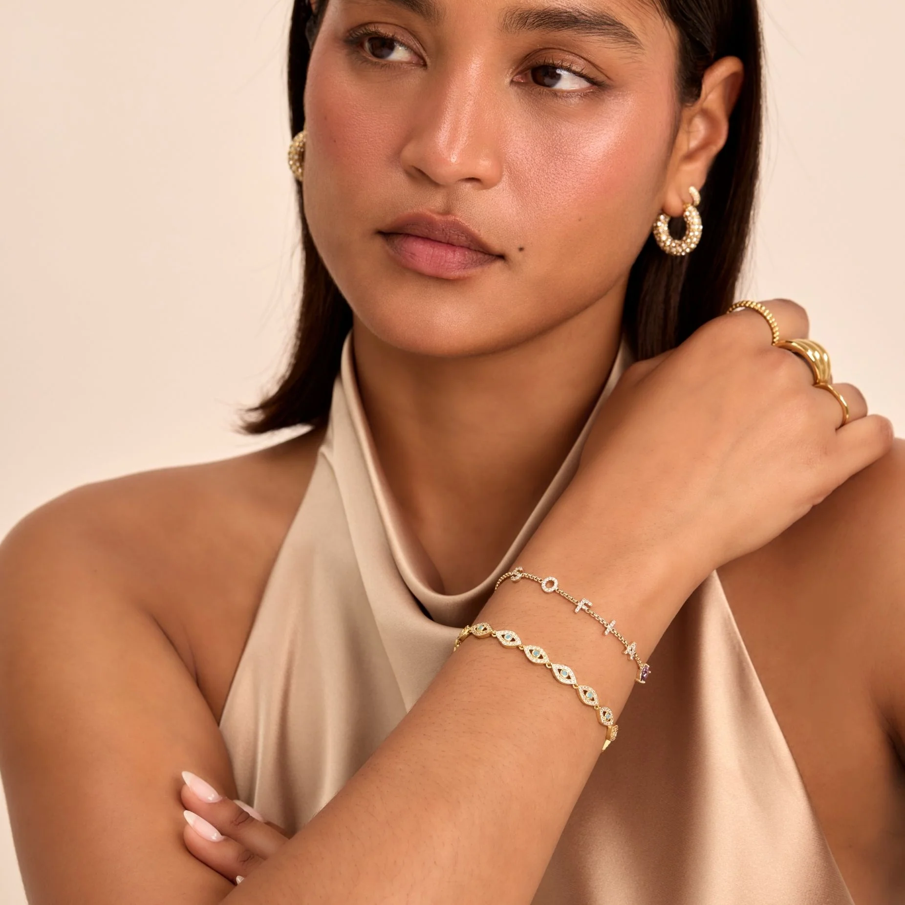 Malika Eye Bracelet | Gold - Image 7