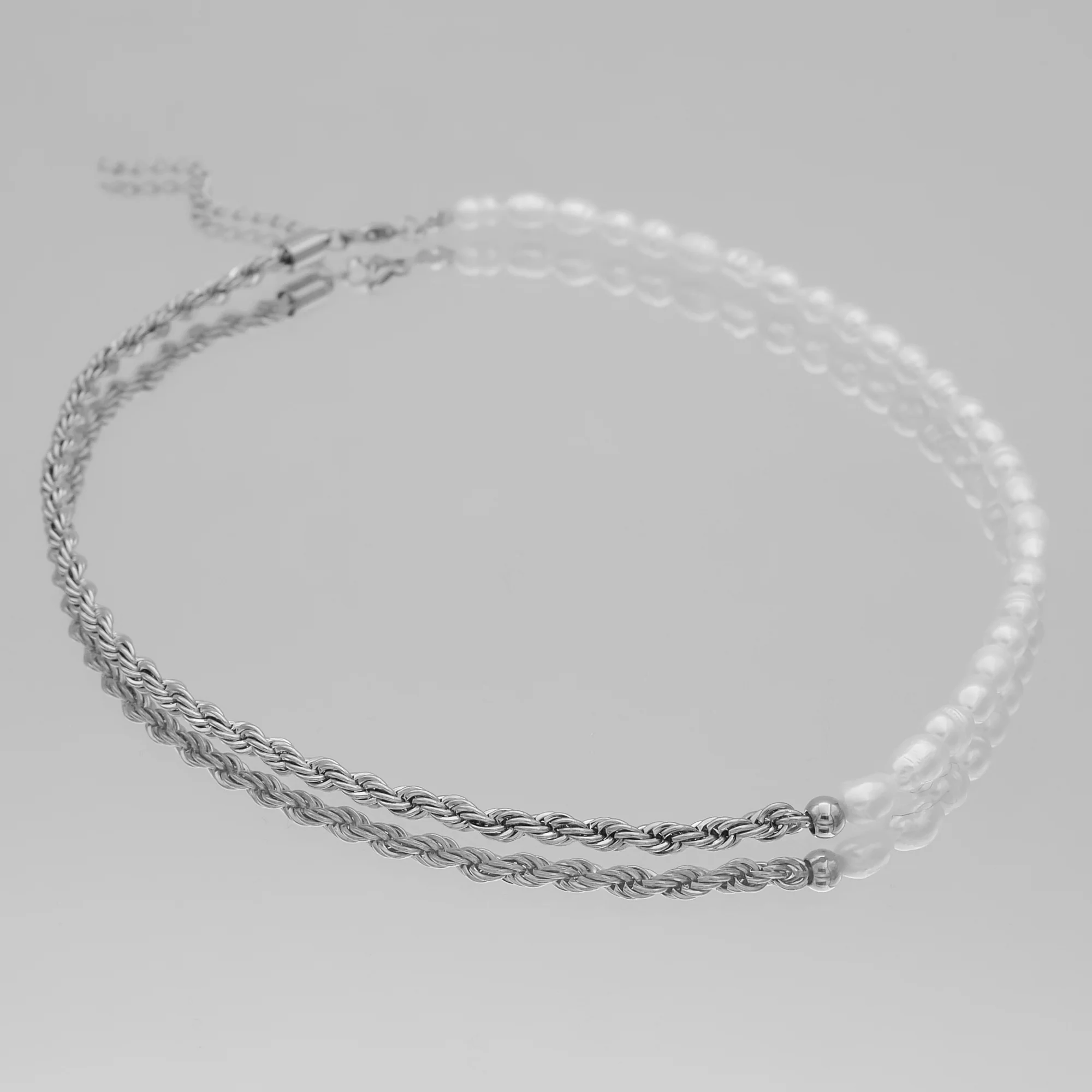 Rope and Pearl Chain Necklace - Image 3