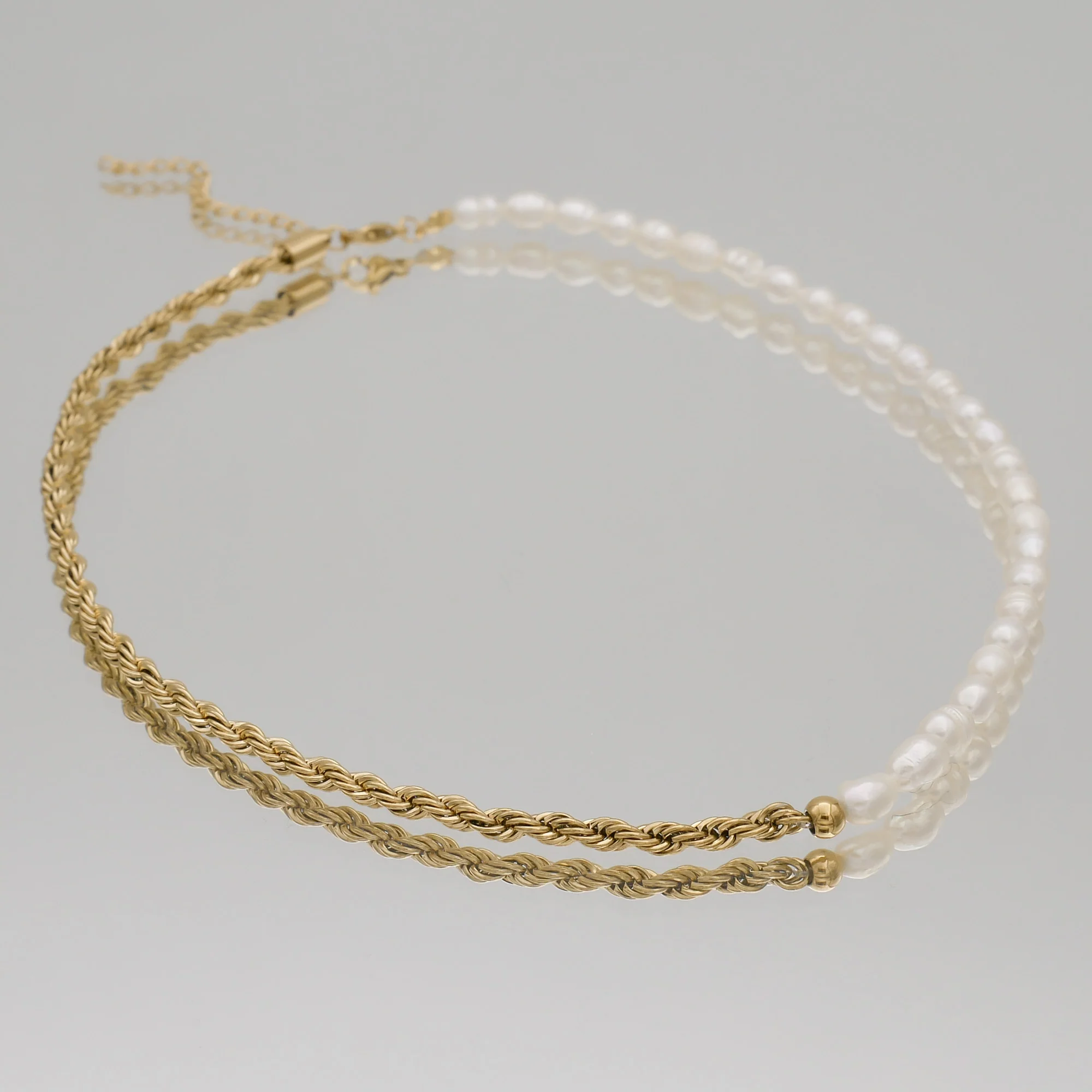 Rope and Pearl Chain Necklace - Image 4