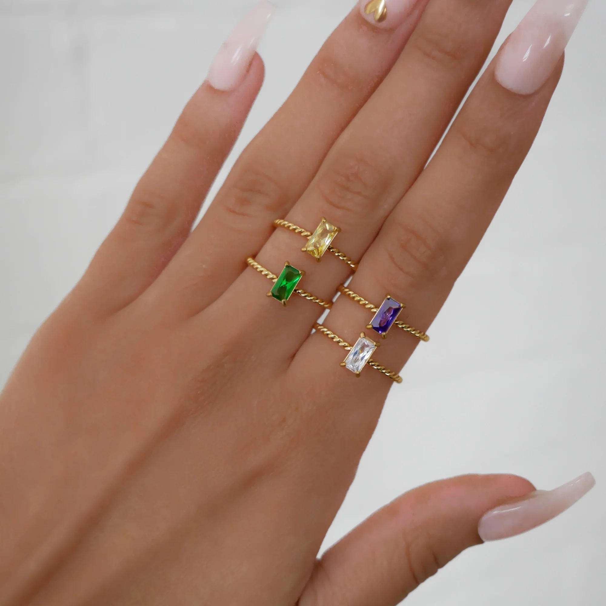 Selin Fine Twisted Gemstone Ring - Image 4