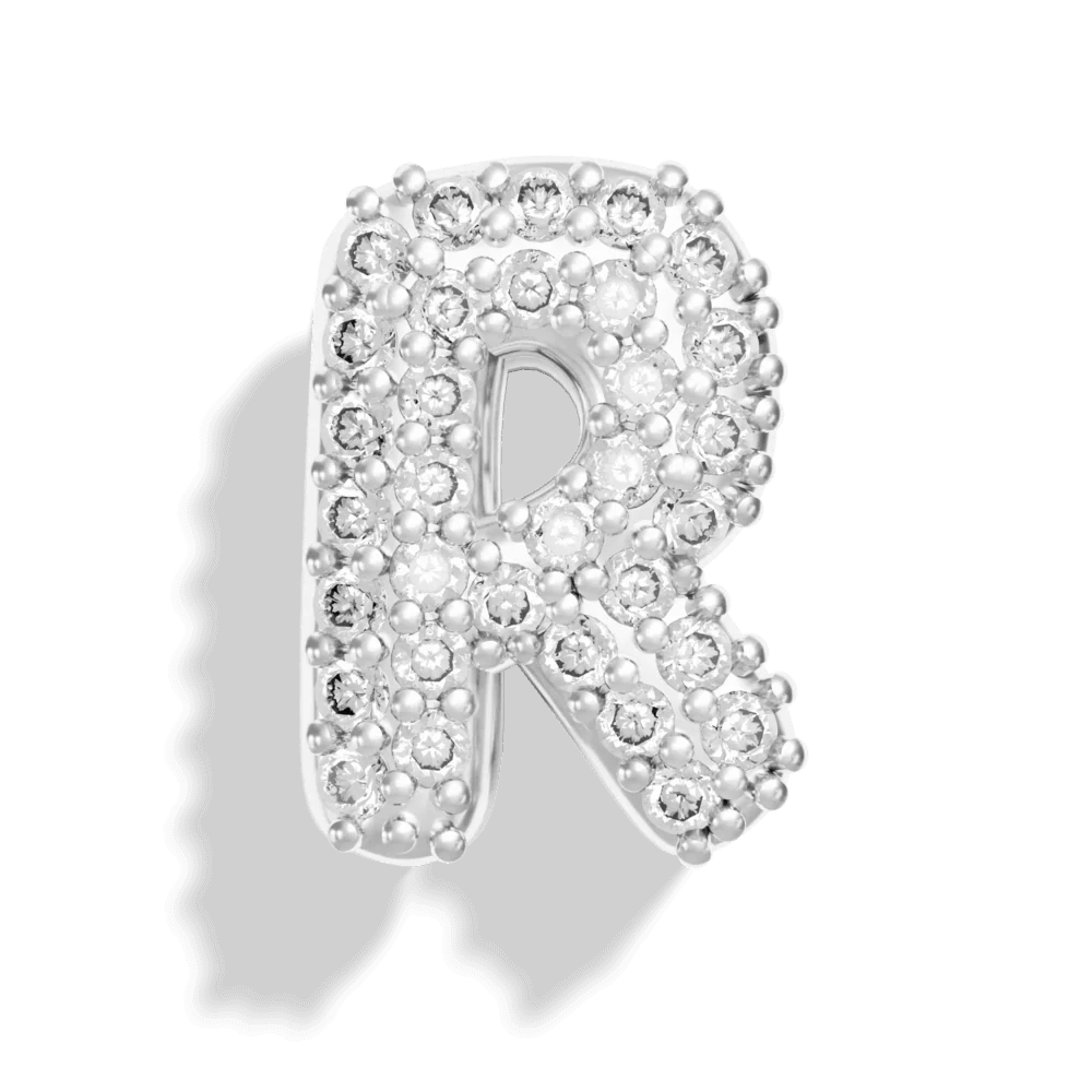 Silver Pave Bubble Letter Charms - Image 20