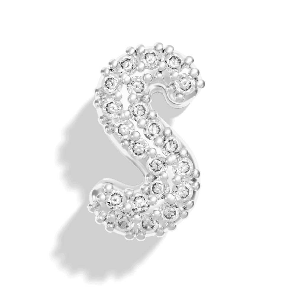 Silver Pave Bubble Letter Charms - Image 21