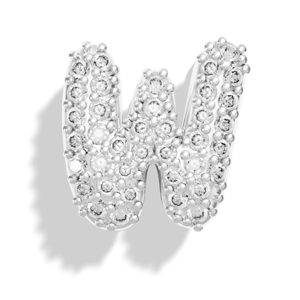 Silver Pave Bubble Letter Charms - Image 25